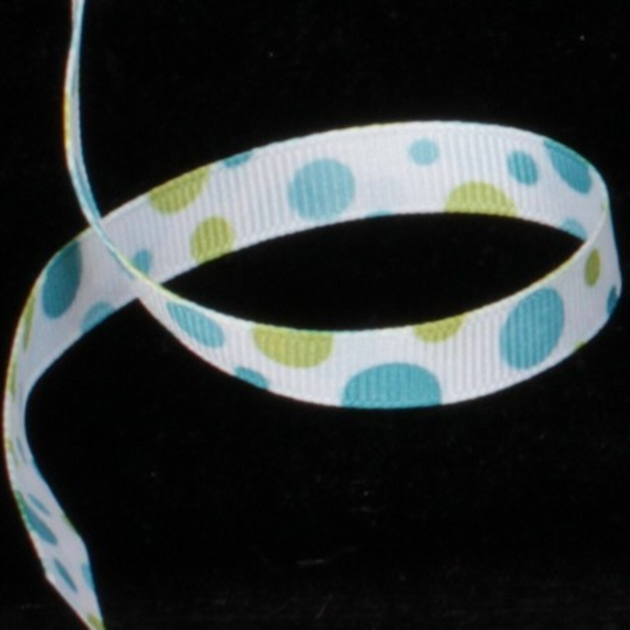 The Ribbon People White and Blue Polka Dots Double Sided Grosgrain Craft Ribbon 0.75" x 55 Yards